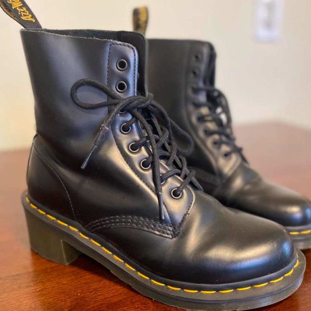 Dr. Martens Black Combat Boots with Heel